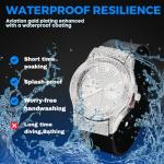 Moissanite Diamond Gold Watch for Men, Waterproof