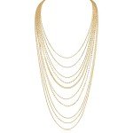 Gold-Tone Rhinestone Layered Necklace for Women