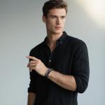 Men's Black Braided Leather Cross Bracelet