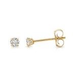 14k Gold Round CZ Stud Earrings with Pushbacks