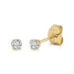 14k Gold Round CZ Stud Earrings with Pushbacks