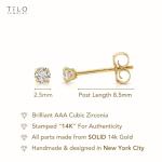 14k Gold Round CZ Stud Earrings with Pushbacks
