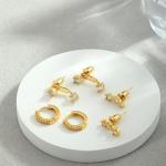14K Gold Plated Hoop & Stud Earrings Set