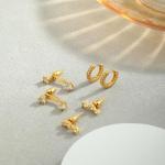 14K Gold Plated Hoop & Stud Earrings Set