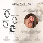 Black Sterling Silver Ear Cuffs for Women