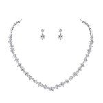 Bridal Silver and Gold CZ Necklace Earring Set