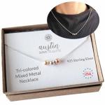 Tri-Tone Layered Necklace for Women with Adjustable Length