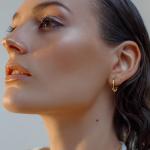 14K Gold U-Shaped Small Hoop Earrings for Women