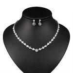 Bridal Silver and Gold CZ Necklace Earring Set