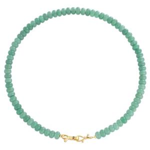 Green Aventurine Beaded Choker Necklace with Gold Bow