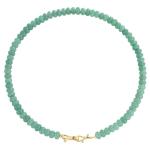 Green Aventurine Beaded Choker Necklace with Gold Bow