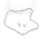 Bridal Silver and Gold CZ Necklace Earring Set