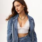 Green Aventurine Beaded Choker Necklace with Gold Bow