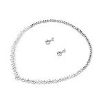 Bridal Silver and Gold CZ Necklace Earring Set