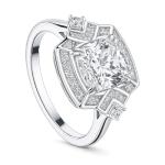 Stylish Sterling Silver Halo Cushion Cut Ring