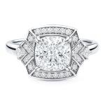 Stylish Sterling Silver Halo Cushion Cut Ring