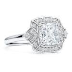 Stylish Sterling Silver Halo Cushion Cut Ring