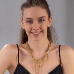 Elegant Gold Layered Necklaces with Sun and Moon Pendant