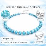 Natural Turquoise Bead Choker Necklace in Silver