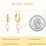 Trendy Gold Pearl Hoop Earrings for Women