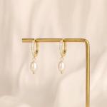 Trendy Gold Pearl Hoop Earrings for Women