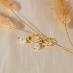 Trendy Gold Pearl Hoop Earrings for Women