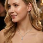 Elegant Pearl Necklace and Earrings Wedding Set