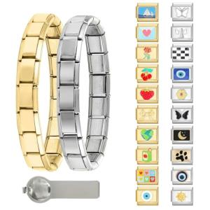 Italian Charm Bracelet Set with Assorted Charms