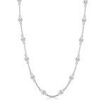 Italian Design Silver CZ Station Necklace 18