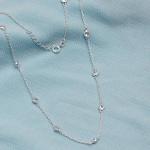 Italian Design Silver CZ Station Necklace 18