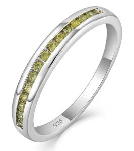 Sterling Silver Stackable Peridot Halo Rings for Women
