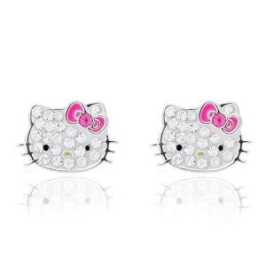 Hello Kitty Silver Plated Crystal Stud Earrings