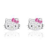Hello Kitty Silver Plated Crystal Stud Earrings