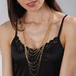Gold-Tone Rhinestone Layered Necklace for Women