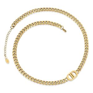 Double D Initial Gold Plated Choker Necklace