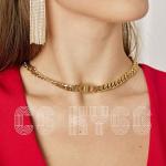 Double D Initial Gold Plated Choker Necklace