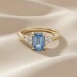 Simulated Blue Aquamarine & White Topaz Ring