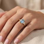 Simulated Blue Aquamarine & White Topaz Ring