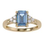 Simulated Blue Aquamarine & White Topaz Ring