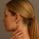Twisted Two-Tone Sterling Silver Hoop Earrings
