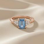 Simulated Blue Aquamarine & White Topaz Ring