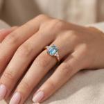 Simulated Blue Aquamarine & White Topaz Ring