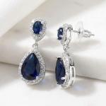 Sapphire Teardrop Earrings for Bridal or Birthstone