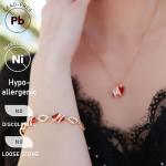 Ruby Red Birthstone Charm Bracelet in Rose Gold