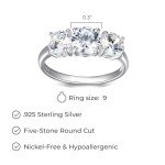 Sterling Silver Three Stone Engagement Ring for Women