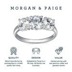 Sterling Silver Three Stone Engagement Ring for Women