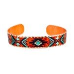 Native American Copper Arrow Cuff Bracelets - Maroon & Turquoise
