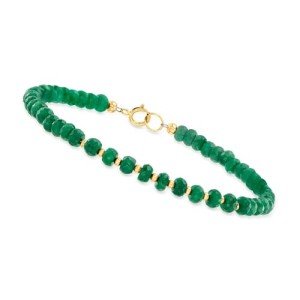 Emerald Bead Bracelet in 10kt Yellow Gold