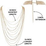 Gold-Tone Rhinestone Layered Necklace for Women