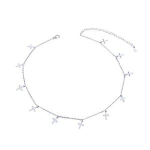 Sterling Silver Classic Cross Choker Necklace for Women